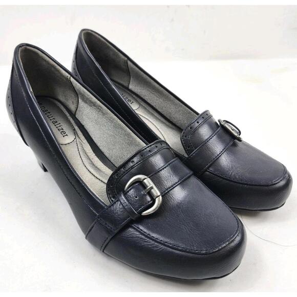 Womens Naturalizer Size 7 W Blue Pumps Heels Buckle Dress Evening Shoes NWOB - Picture 1 of 8